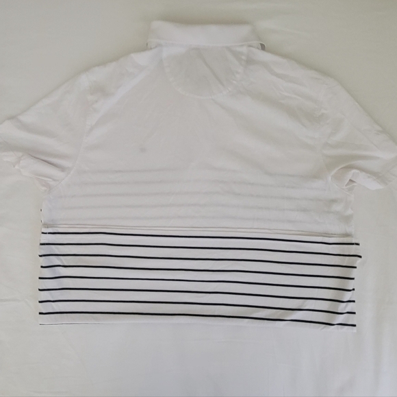Calvin Klein Polo Liquid Touch Slim Fit Shirt Men's Large White Black Stripes - Picture 4 of 4